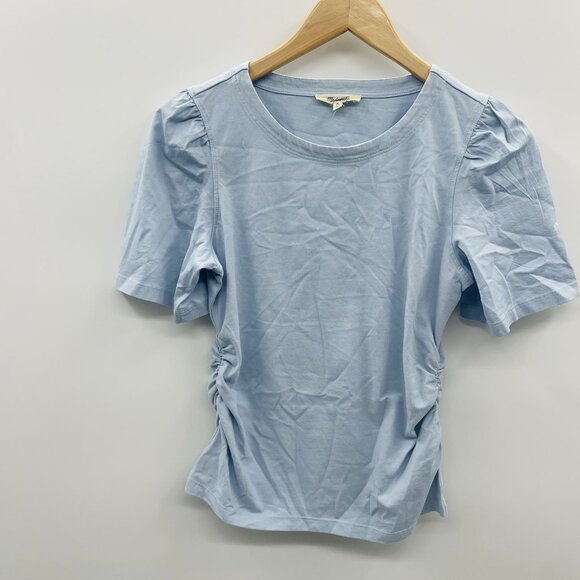 Madewell Womens Size XS Side-Cinch Puff-Sleeve Tee in Feather Blue NU869 1792 - Picture 2 of 7